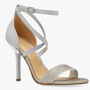 Michael Kors Astrid Colorblock Glitter Ankle Strap Heels 10‎